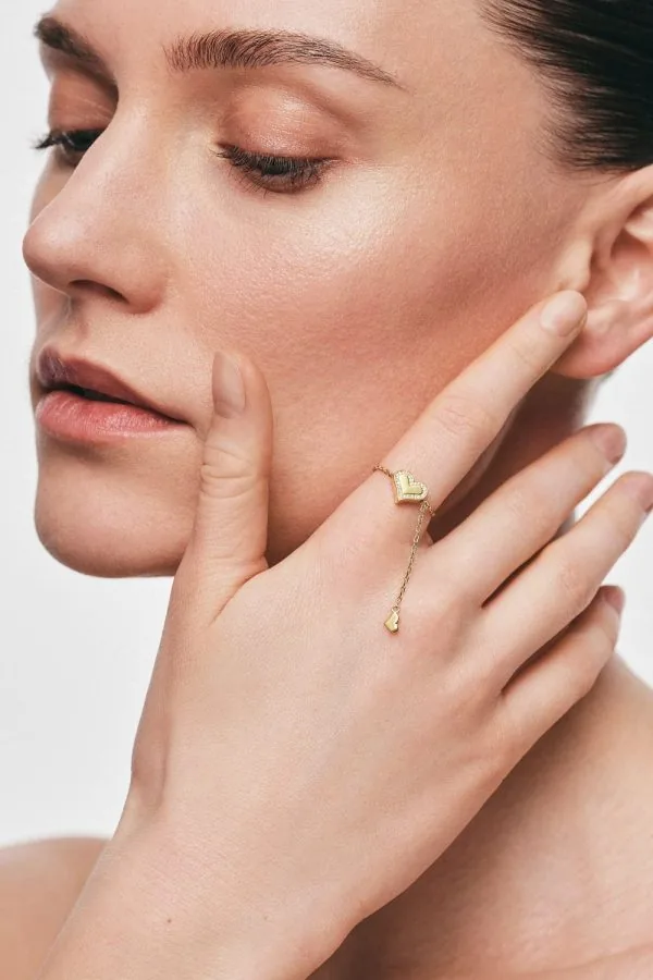 Rings Heart Transformer Ring with Diamond Outline, yellow gold with modern design available now