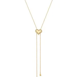Heart Transformer Tie Necklace with Diamond Outline, yellow gold