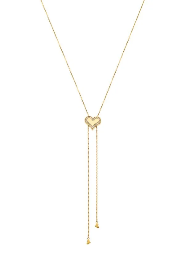 Necklaces Heart Transformer Tie Necklace with Diamond Outline, yellow gold with fast delivery from Guzema