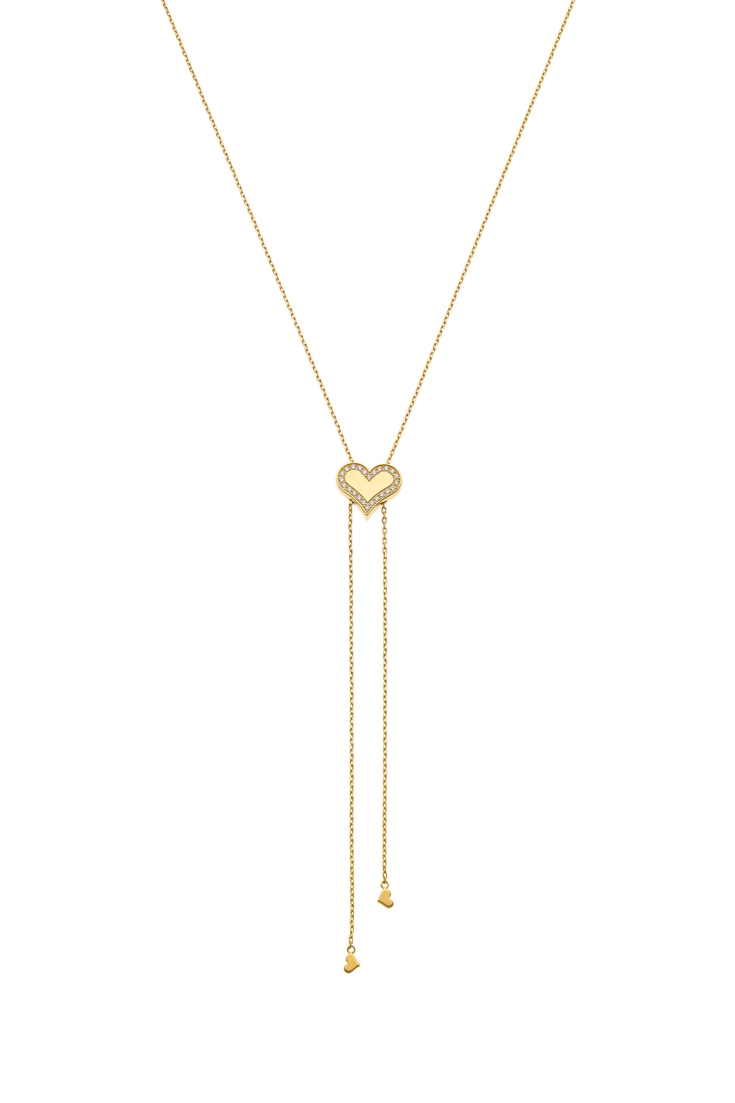 Necklaces Heart Transformer Tie Necklace with Diamond Outline, yellow gold with fast delivery from Guzema