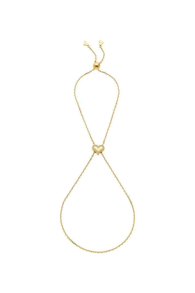 Heart Chain Bracelet with Diamond Outline