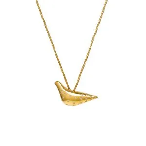 Bird Girl Pendant with Diamonds, yellow gold