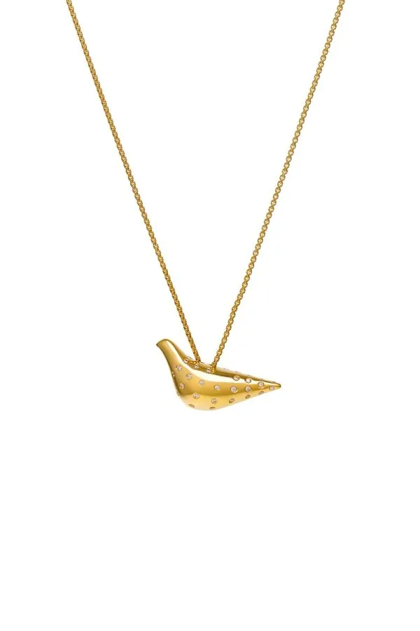 Necklaces Bird Girl Pendant with Diamonds, yellow gold with fast delivery from Guzema