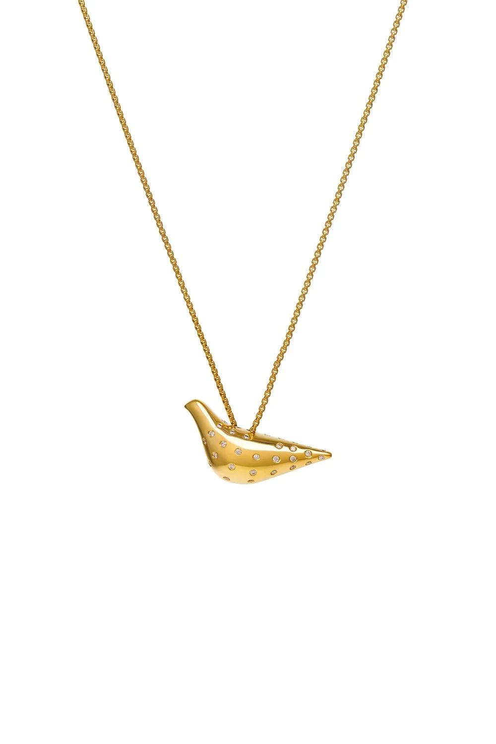 Necklaces Bird Girl Pendant with Diamonds, yellow gold with fast delivery from Guzema