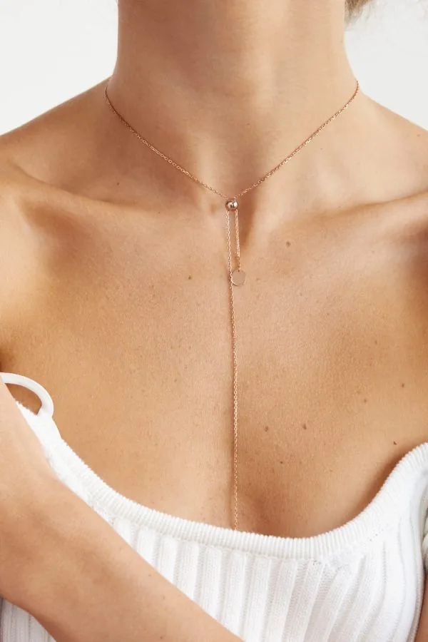 Exclusive Necklaces Flat Tie Necklace, rose gold from Guzema