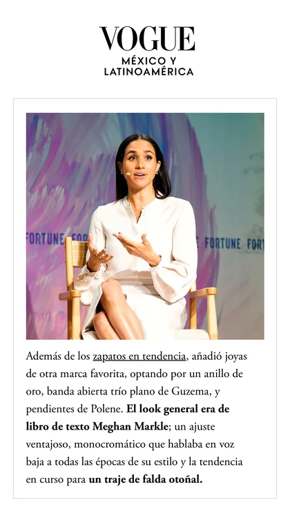 Los zapatos de tacón lucen más elegantes con faldas lápiz de cuero nude, según Meghan Markle