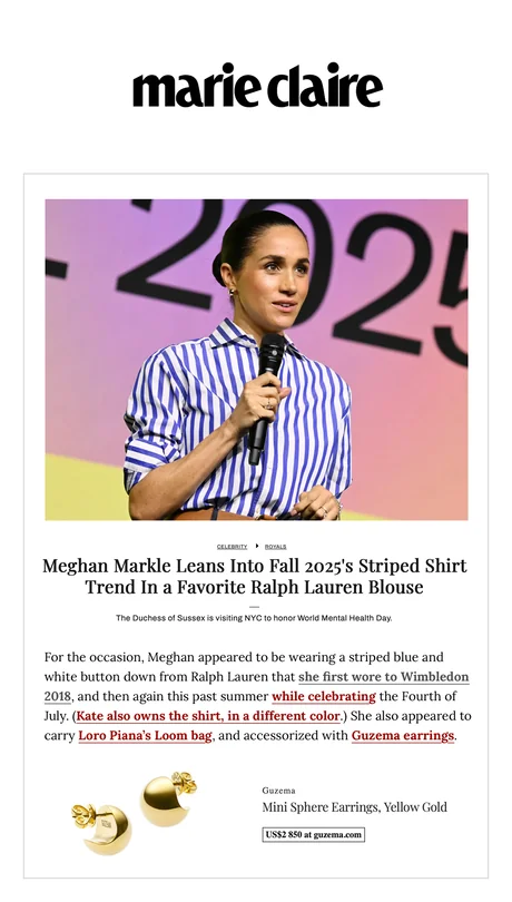Meghan Markle Leans Into Fall 2025's Striped Shirt Trend In a Favorite Ralph Lauren Blouse