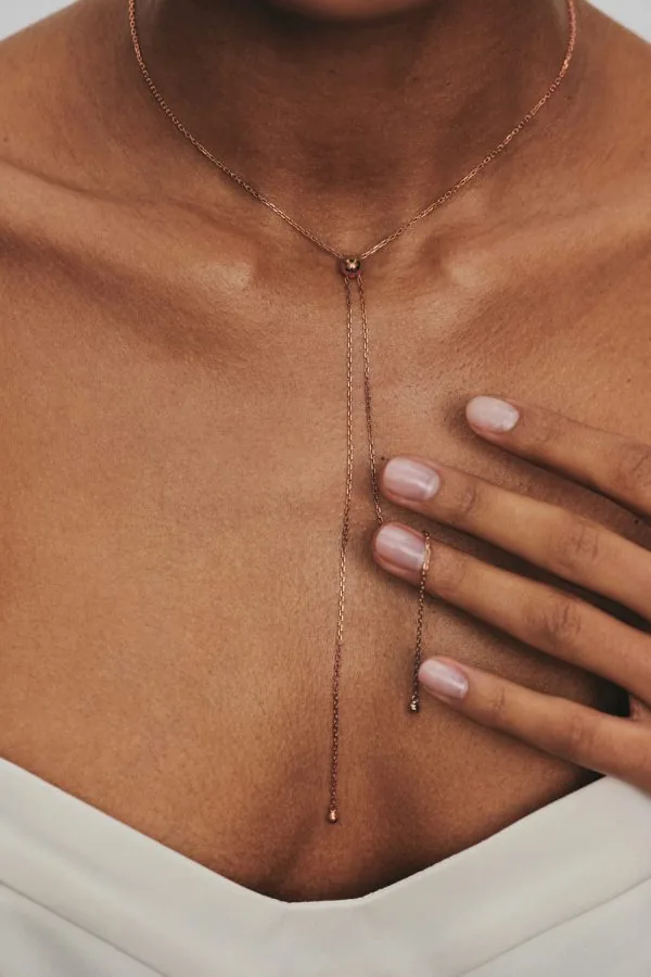 Necklaces Orbs Tie Necklace, rose gold with fast delivery from Guzema