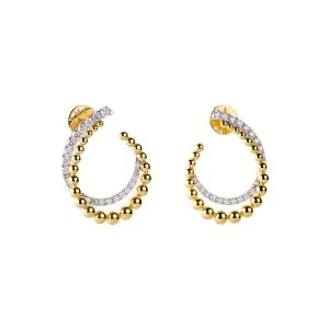 Spiral Earrings, diamonds, yellow gold