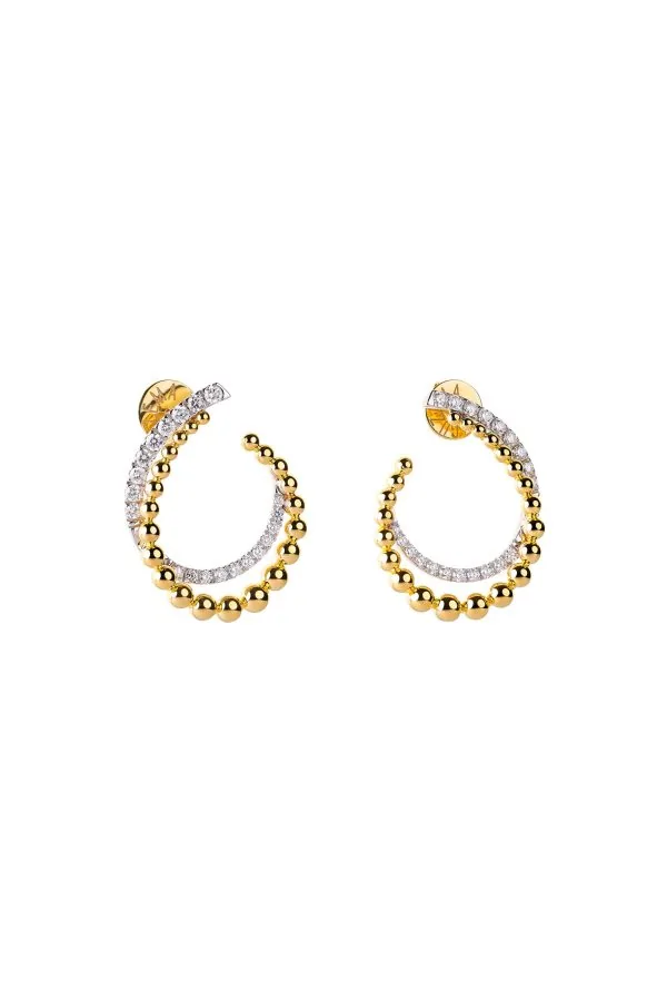 Earrings Spiral Earrings, diamonds, yellow gold with timeless design by Guzema