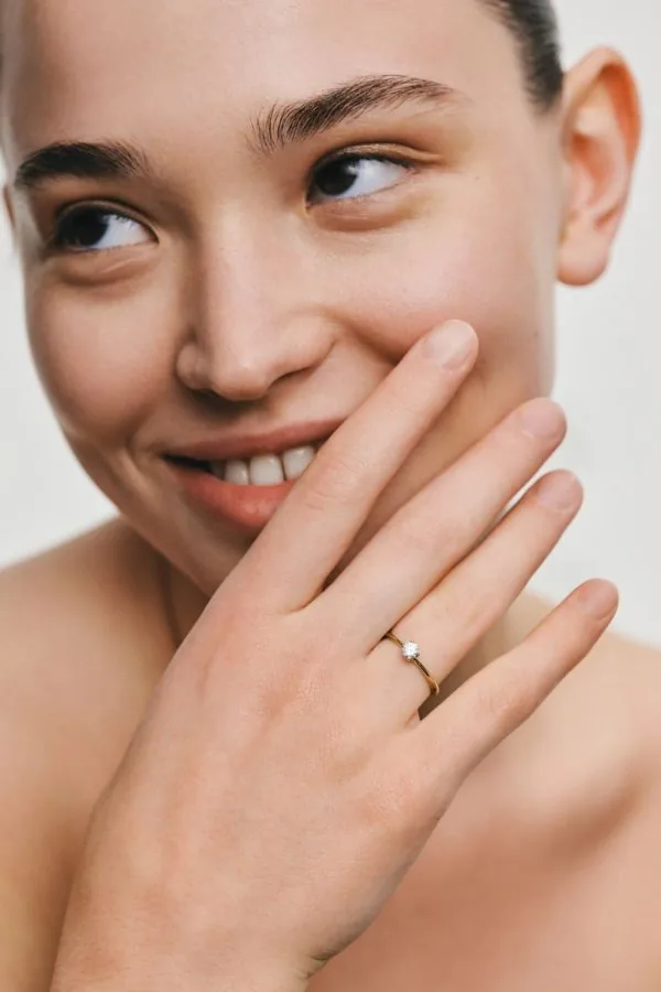 Rings Solitaire Engagement Ring, diamond, yellow gold with modern design available now