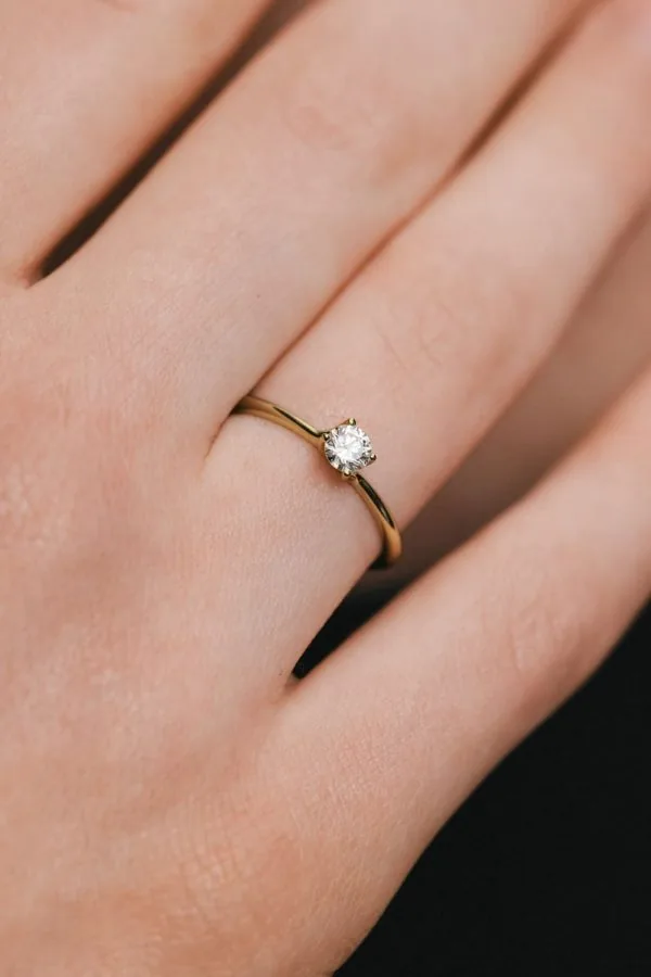 Rings Solitaire Engagement Ring, diamond, yellow gold with modern design available now