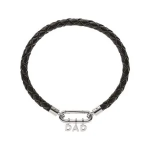 DAD Braided Leather Bracelet, diamond, white gold
