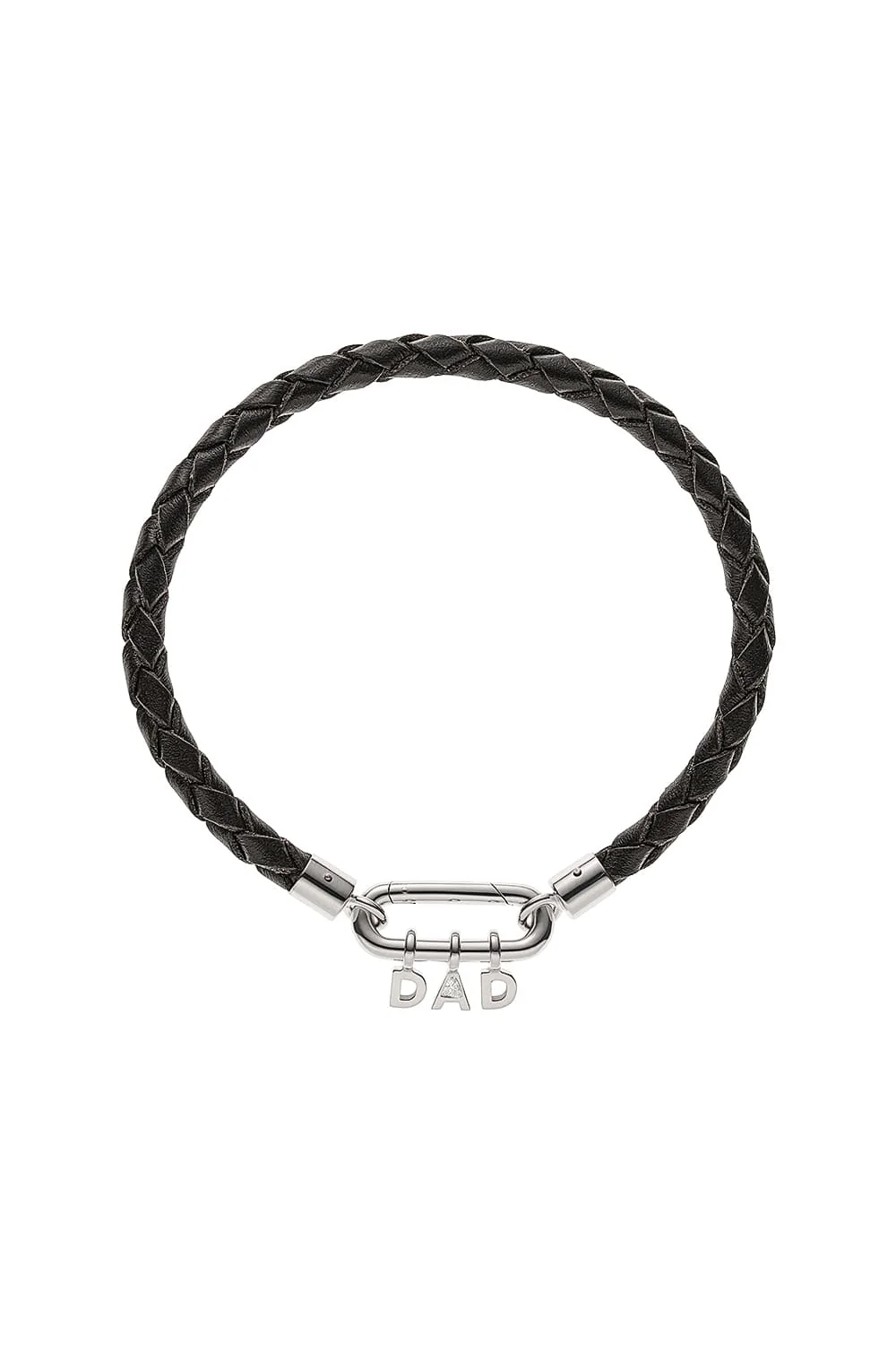 Bracelets DAD Braided Leather Bracelet, diamond, white gold for everyday elegance