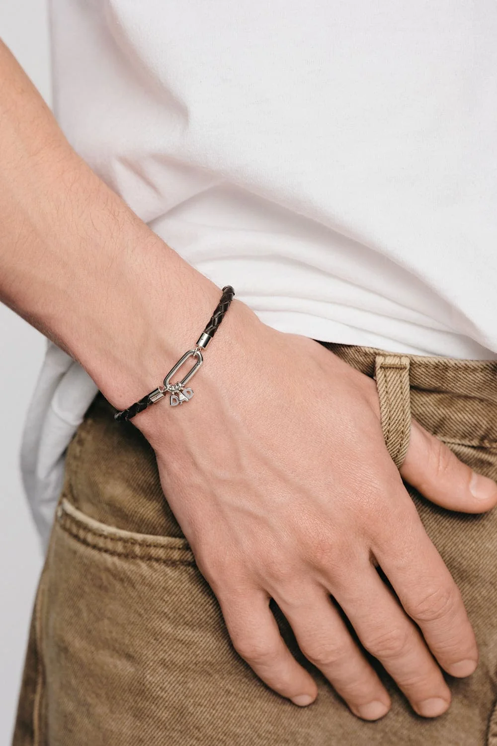 Bracelets DAD Braided Leather Bracelet, diamond, white gold with high-end craftsmanship from Guzema