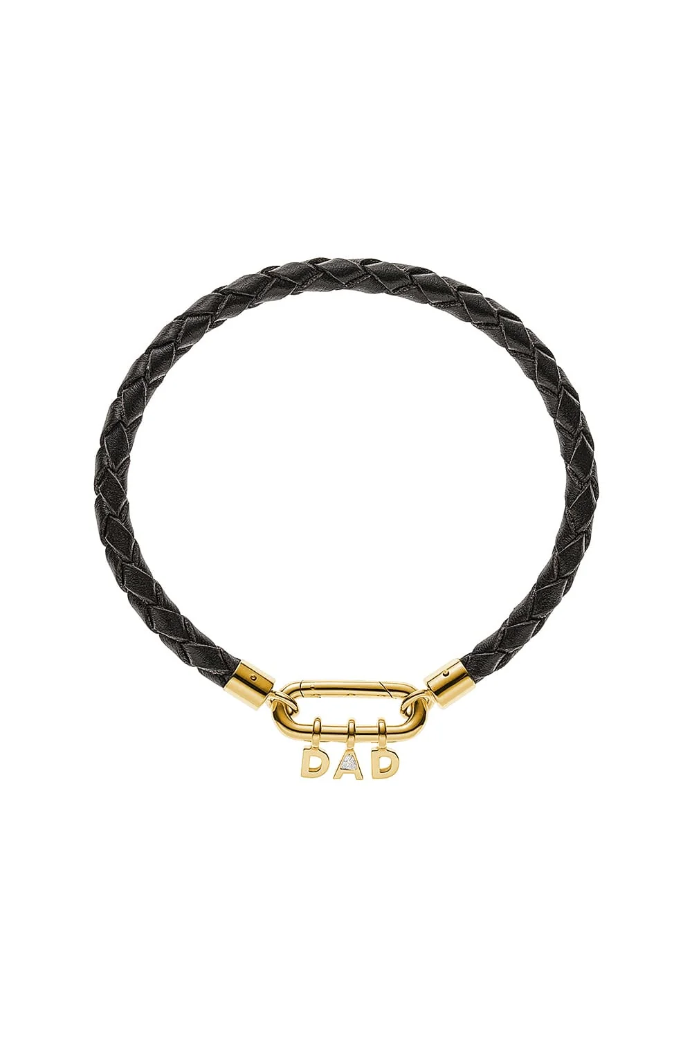 Bracelets DAD Braided Leather Bracelet, diamond, yellow gold with modern elegance