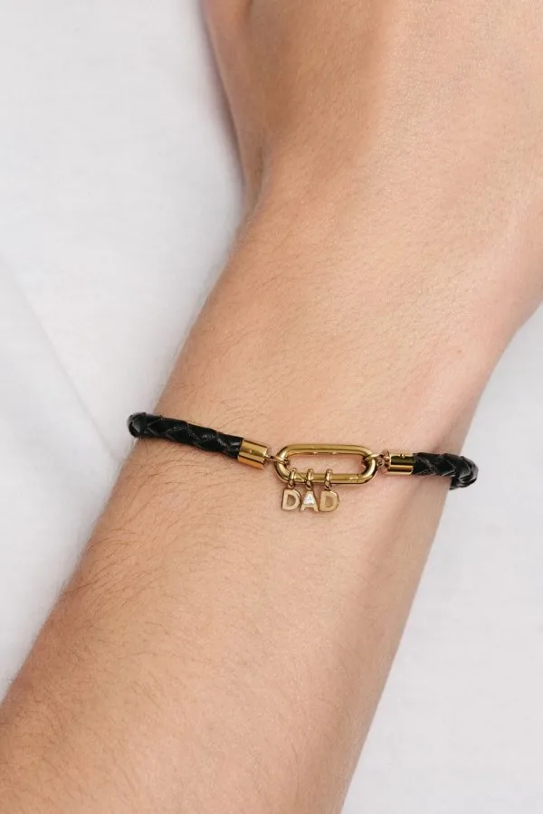 Bracelets DAD Braided Leather Bracelet, diamond, yellow gold with modern elegance